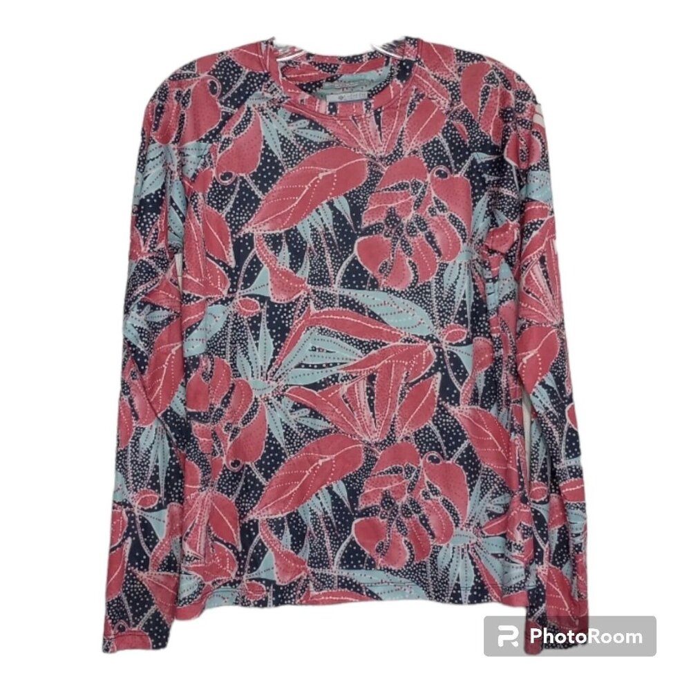 Columbia Shirt Women's Sm PFG Omni Shade Base Layer Top Crew Neck Wicking Camo